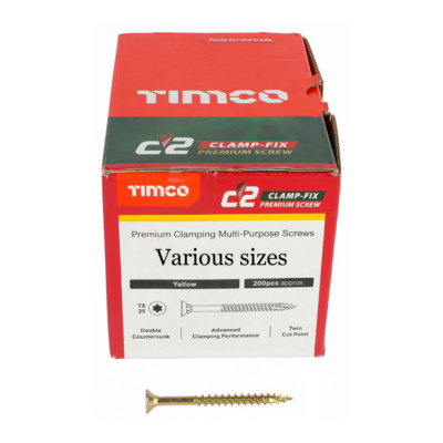 TIMco Torx C2 Klemmfix Holzschrauben Premium Doppelsenkkopf mit Rippen - Gelb
