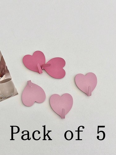 5pcs Cute Heart Shape Hooks Self Adhesive Hooks Strong Sticky Wall Door Hang UK. - Picture 6 of 9
