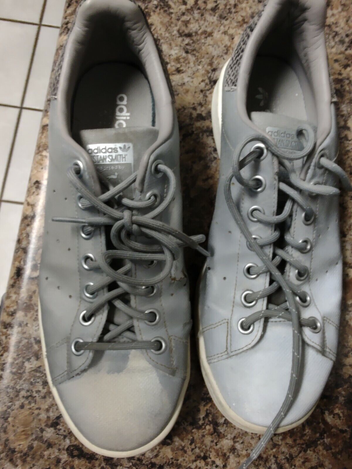 Adidas Stan Smith Reflective Grey Faux Snake Skin Heel Sz 8.5 ...