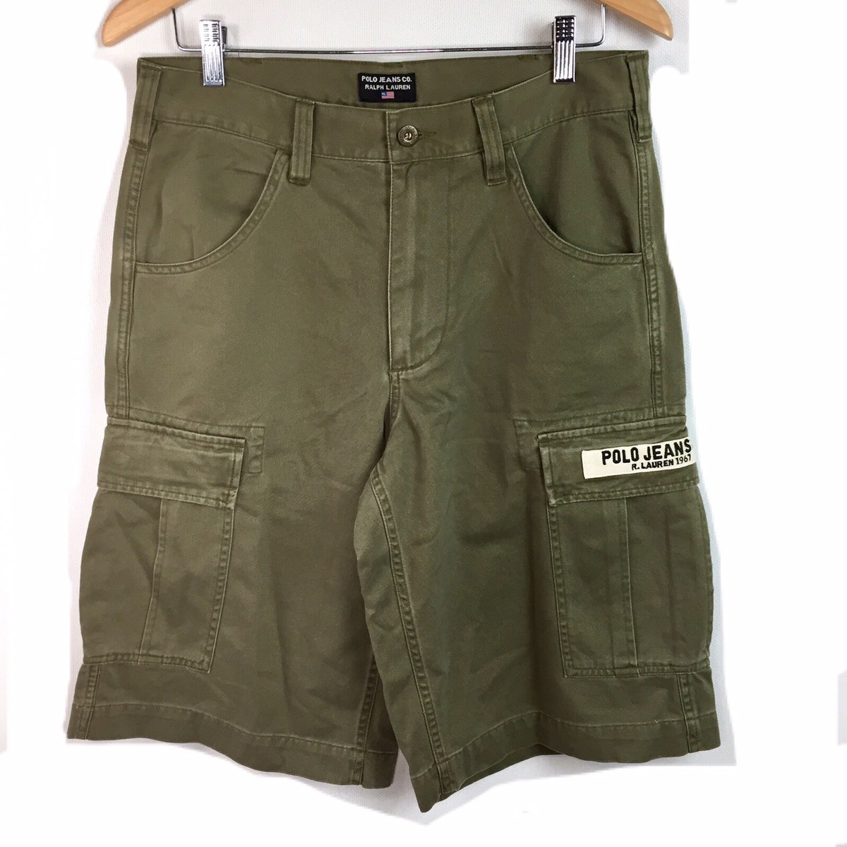 00s POLO RALPH LAUREN cargo shorts 襤褸 Polo Ralph Lauren Cargo Shorts Olive Green Utility Cotton Logo