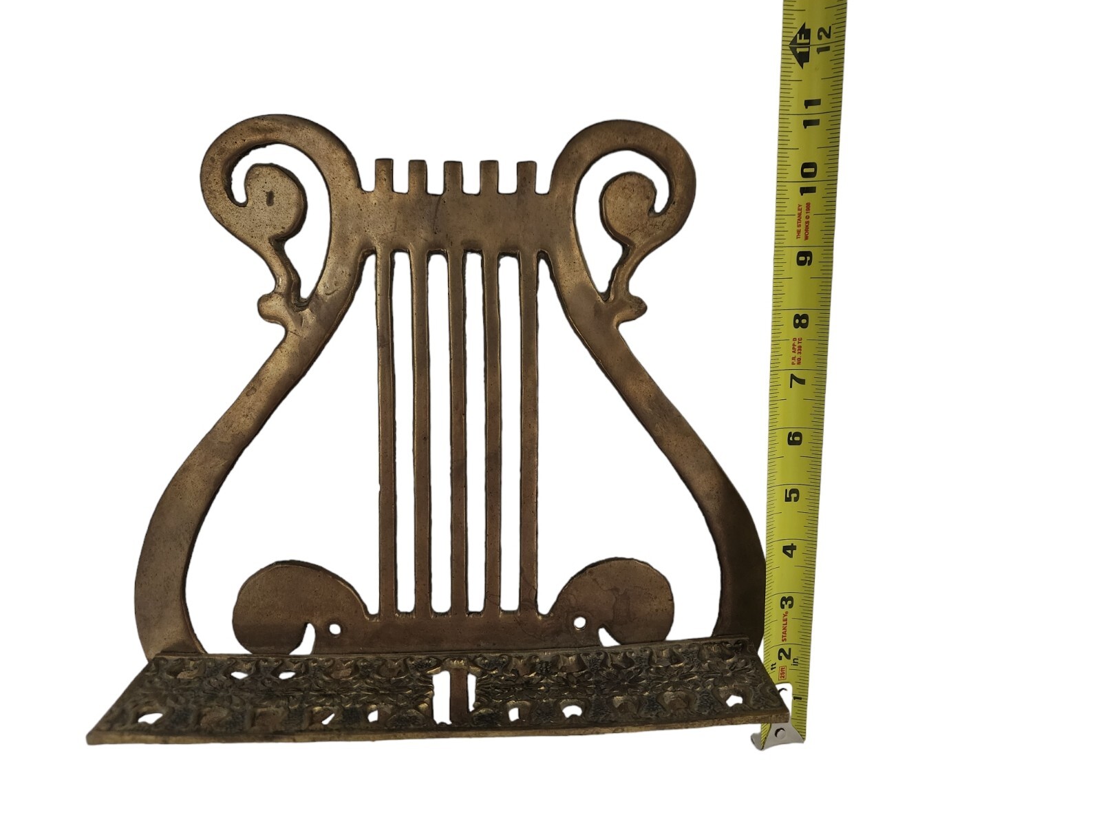 Salvage Brass Lyre Music holder, Scrolled Harp, Music Room Decor, Music