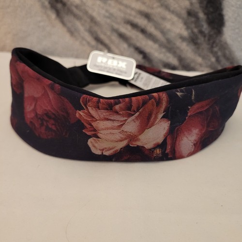 RBX Women Reversible Headband Pink Flowers L/G Large Black