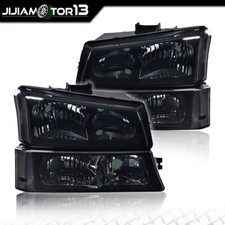 Chevy Silverado Smoked Headlights Smoked Headlights & Signal Bumper Corner HeadLamps Fit For 03-07 Chevy Silverado