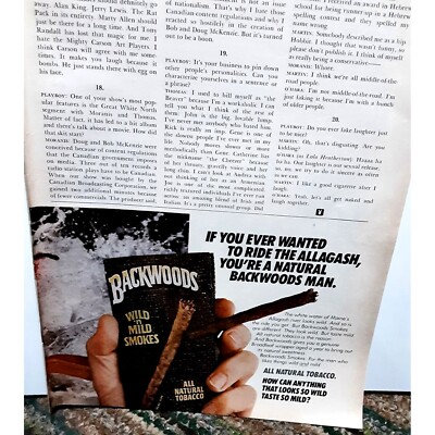 1982 Backwoods Wild N Mild Smokes Tobacco Vintage Print Ad Original 80s