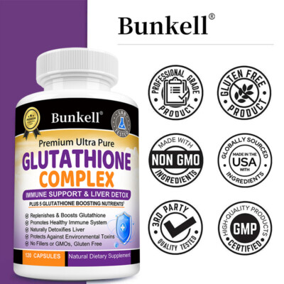Glutathione Complex Capsules Supports Liver Energy Immune System Health 120 Ct