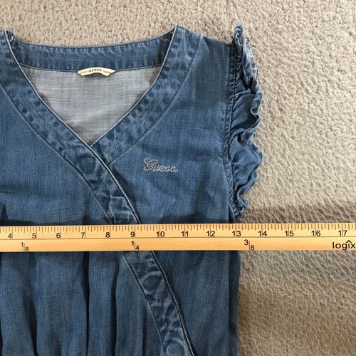 guess denim dress girls 14 blue stones logo - Picture 3 of 15