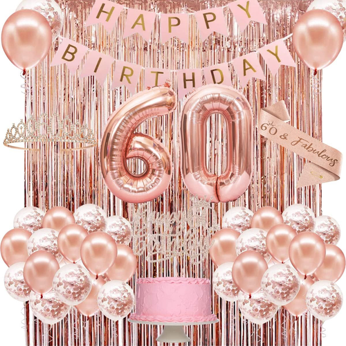 60Th Birthday Decorations Women, Rose Gold 60 Birthday Party Decorations for Wom - Picture 10 of 12