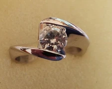 0.80CT Round Moissanite  Engagement Ring 925 Sterling Silver Size 5 3/4 ((B88))