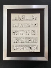 Charles Schulz + Signed Vintage 1968 Peanuts Snoopy Cartoon + New Silver Frame