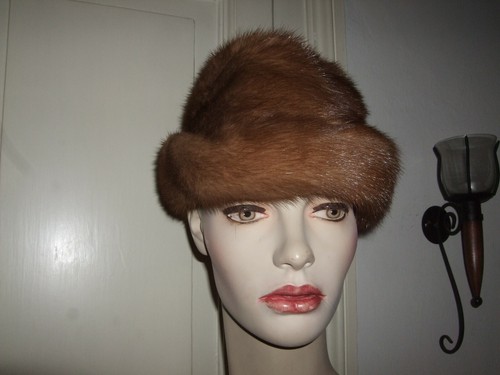 KOLBENHUT NERZ BRAUN NERZ HAT HUT PELZ FUR PELZ 58 VINTAGE  - Bild 9 von 10