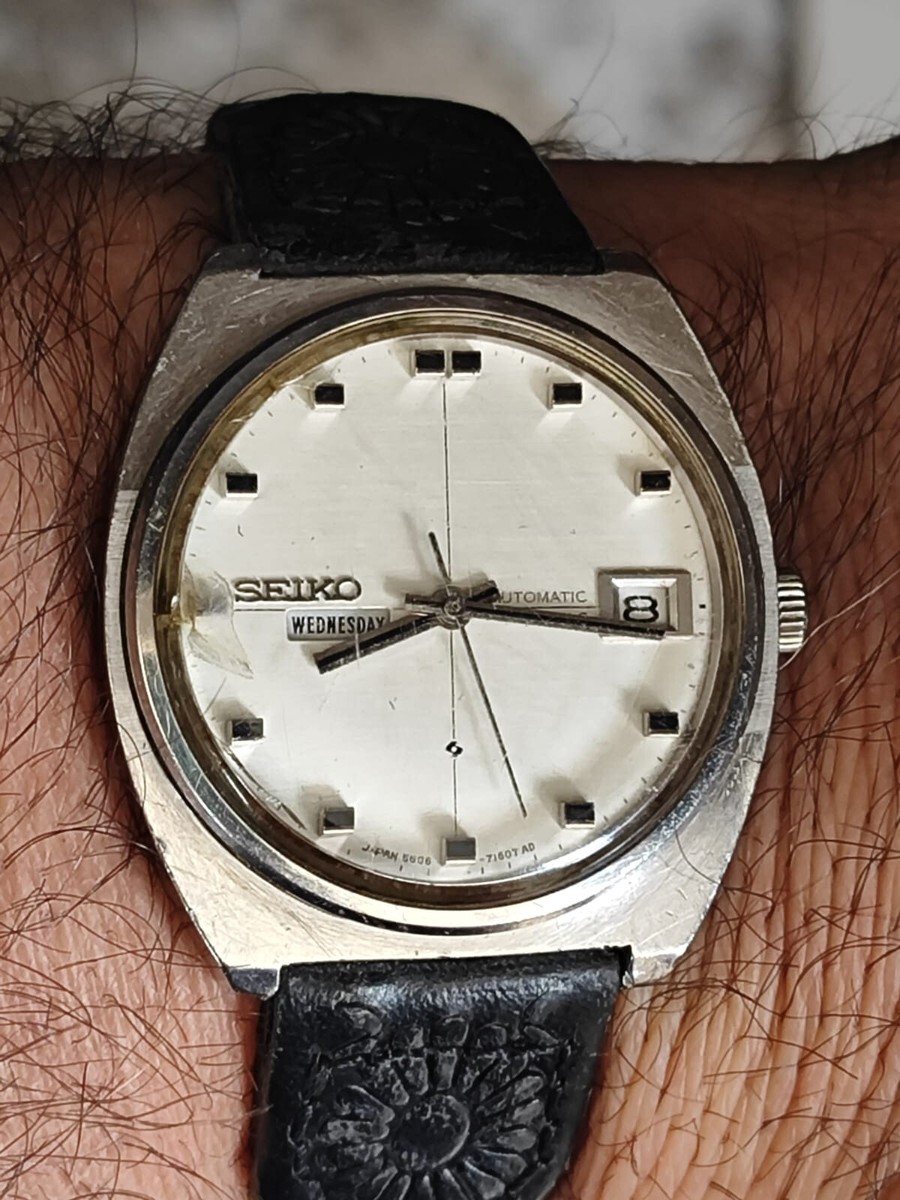 SEIKO 5606-7100 AUTOMATIC men's Wristwatch white Dial Working | eBay