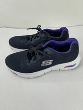 Skechers Sneakers Womens Arch Fit 149722 Navy Blue/trim Purple Running Size 9.5
