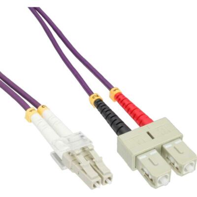 (4,63 EUR/m) Inline LWL Duplex Patchkabel | LC/SC | 50/125µm | OM4 | 3m