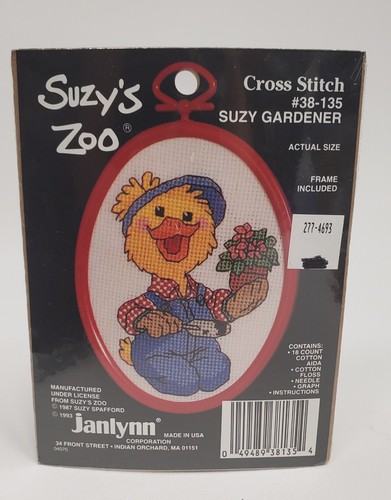 Lot of 3 Vtg CROSS STITCH KITS 1980s Janlynn Suzy's Zoo #38-66 #38-78 #38-135 - Picture 3 of 5