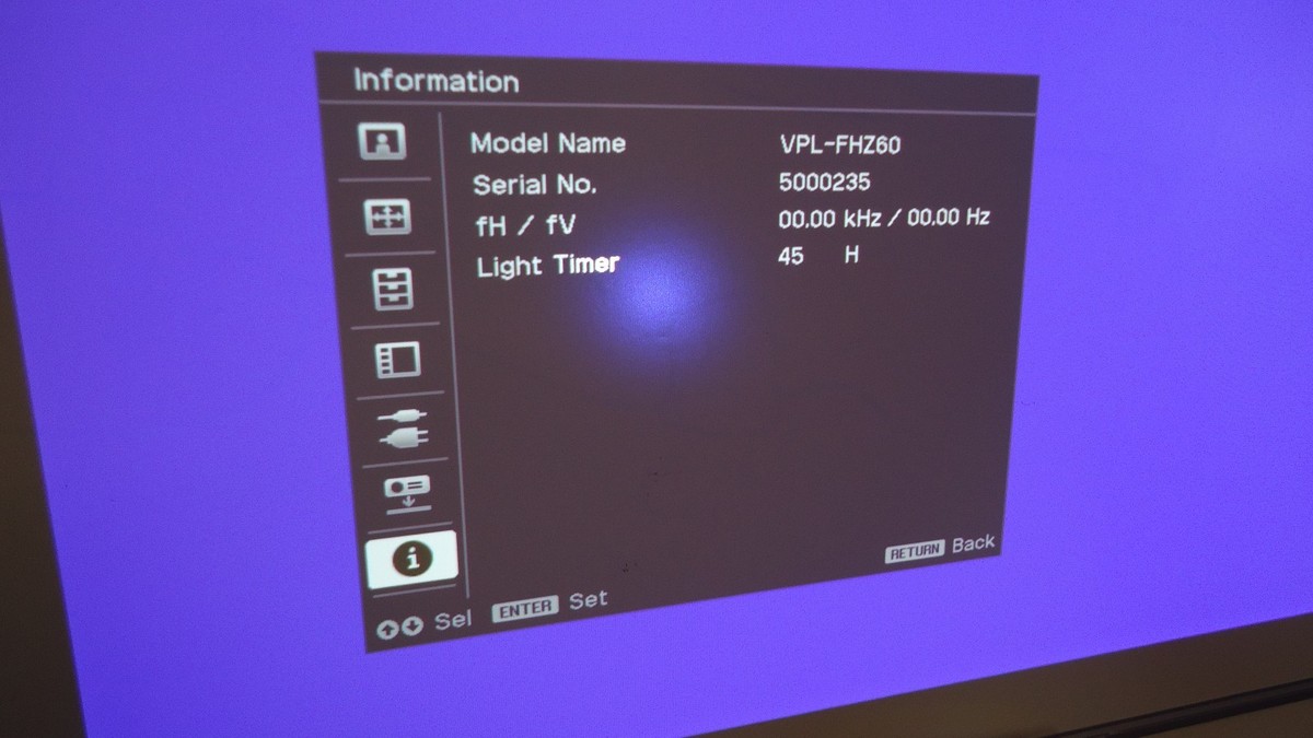 SONY VPL-FHZ60 LASER DATA PROJECTOR 5000 ANSI LUMENS SONY VPL-FHZ60 LASER DATA PROJECTOR 5000 ANSI LUMENS