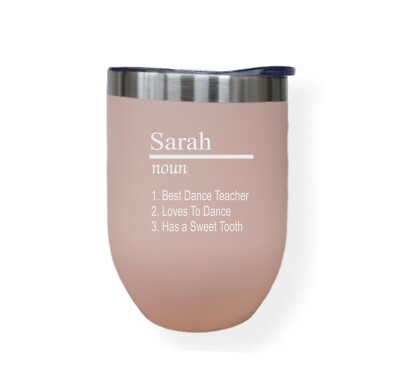 Personalisierte Thermo-Reisebecher mit Namen Substantiv/Definition 12 Unzen Rosa