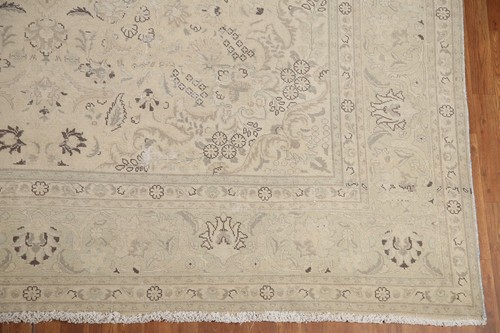 Distressed Blumenmuster 10x13 Tebriz traditioneller Vintage Bereich Teppich handgefertigter Wollteppich - Bild 6 von 12