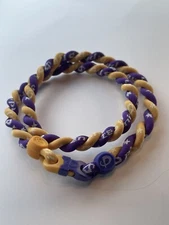 Phiten Tornado Titanium Necklace 21”- Purple/Gold UW Huskies Colors - New, Loose