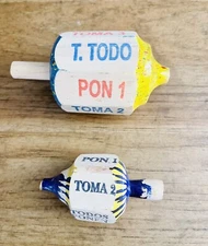 2 Wood Toma Todo, Pirinola Mexican Traditional Toy