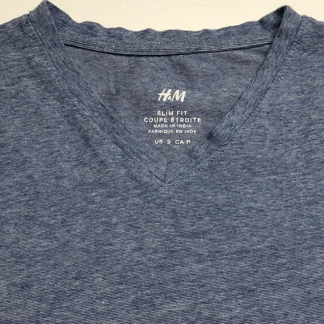 H&M Men’s Short Sleeve T Shirt Small S Blue White V Neck Slim Fit Stretch Casual eBay