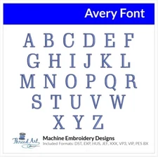 Threadart Machine Embroidery Design Avery BX Font Alphabet Loaded on USB