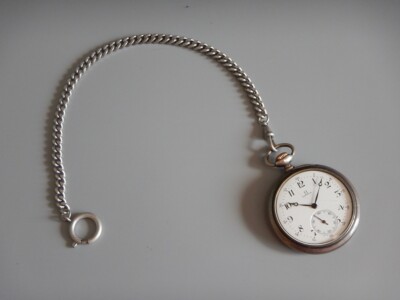 CHAÎNE ARGENTÉE NEUVE POUR MONTRE DE POCHE À GOUSSET GILETIÈRE EN