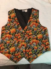 HALLOWEEN /FALL Novelty Vest XL “Bears & Pumpkins”