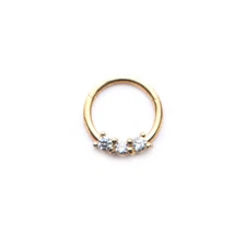 Hinged Hoop Rings 16g 3/8 with Clear CZ Gems