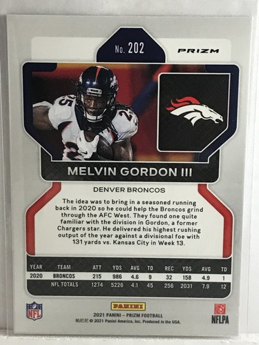 Melvin Gordon III NFL Teenymates 1" Figure with 2021 RED WHITE BLUE Prizm #202 - Picture 9 of 11