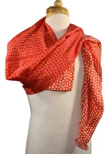 Vera Bradley Scarf Coral Meadow 20x72 Polka Dots Long Fringe Pashmina Orange