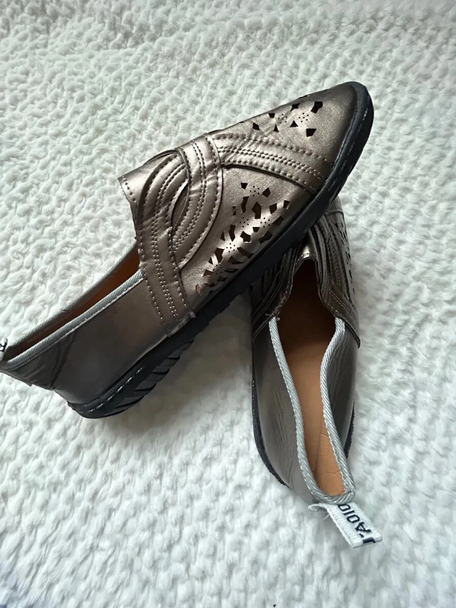 Chaussures plates femme Christian Dior J'ADIOR cuir métallisé à enfiler pointure 10