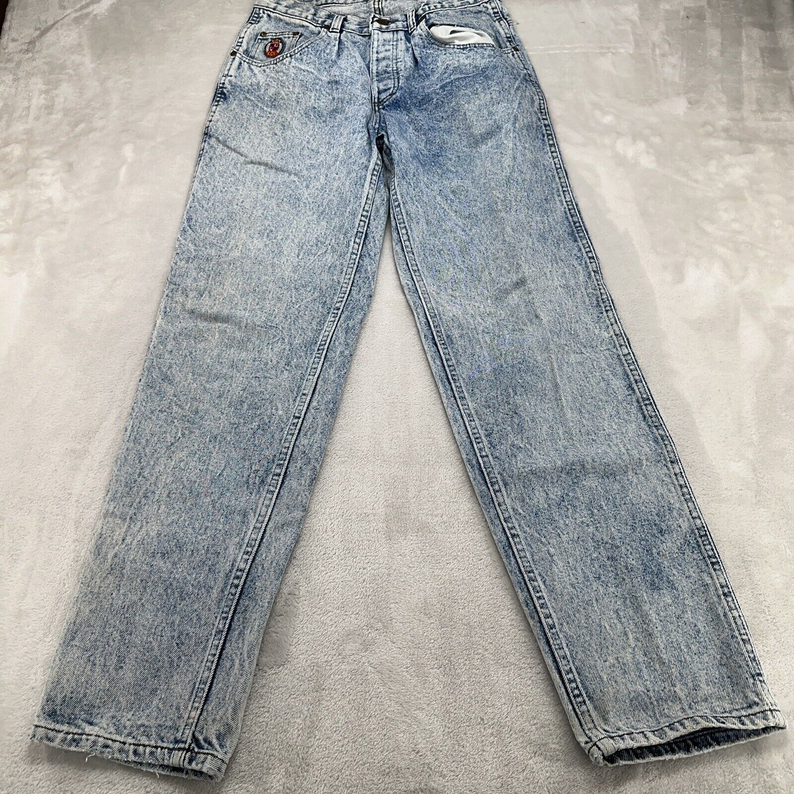 VINTAGE Lee Jeans Mens 32x34 Blue Patchwork Crest… - image 2