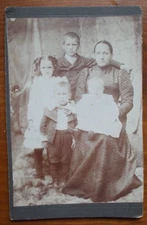 Cabinet Card Portrait of Young Mother with her four children--Happy Memories--
