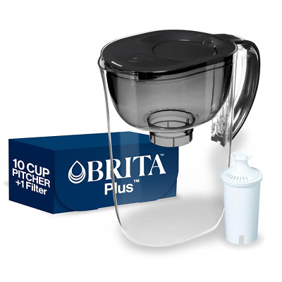 Large 10-Cup Pitcher with Filter - Everyday Use, Black Color