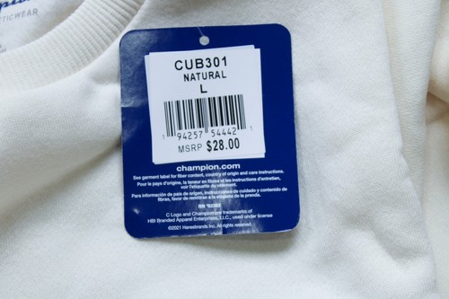 Champion Kid's Logo Script Pullover Crew Neck Sweatshirt AR8 Natural Large NWT - Picture 4 of 5