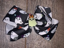 JoJo Siwa glow in the dark ghost Halloween rhinestone hair bow black Costume