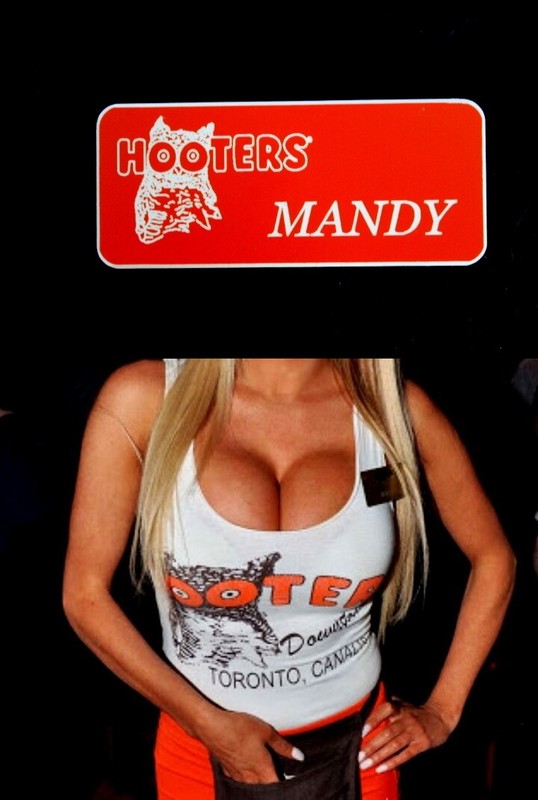Hooters Uniform Mandy Name Tag Pin  costume extra bar maid cheerleader