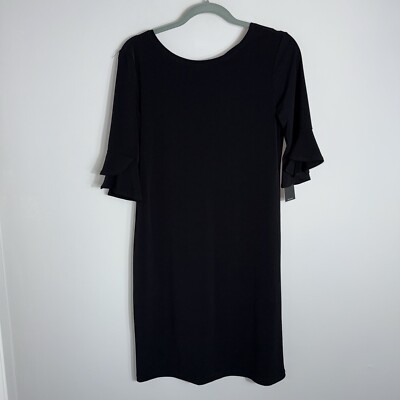 Clara Sun Woo Short Sleeve Shift Dress-Ruffle Sleeve-Black-Size XS-NWT