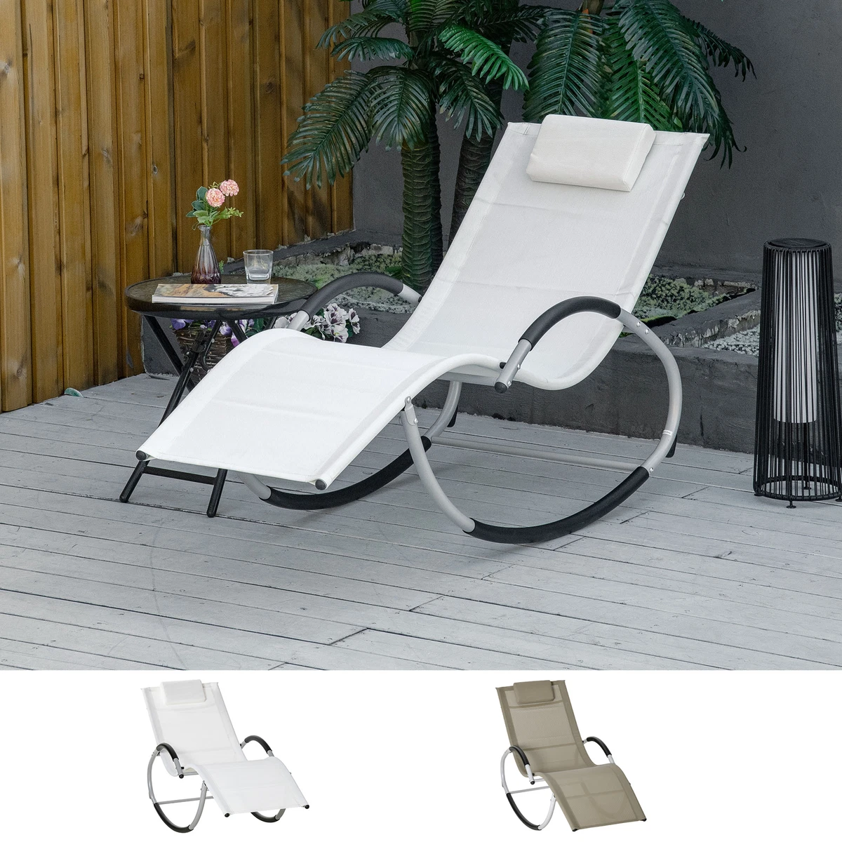 Garden Rocking Chair Soft Padded Thick Cushion Outdoor for Beach Chair Sun  Seat Back Support Cushion