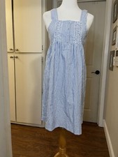 Plume Charlotte Seersucker nightgown blue womens S, loungewear, nightgowns