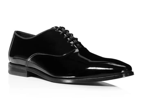 HUGO BOSS Highline Black Patent Men's Oxford Dress Shoes -  MSRP $255 - US 8 - Picture 1 of 8