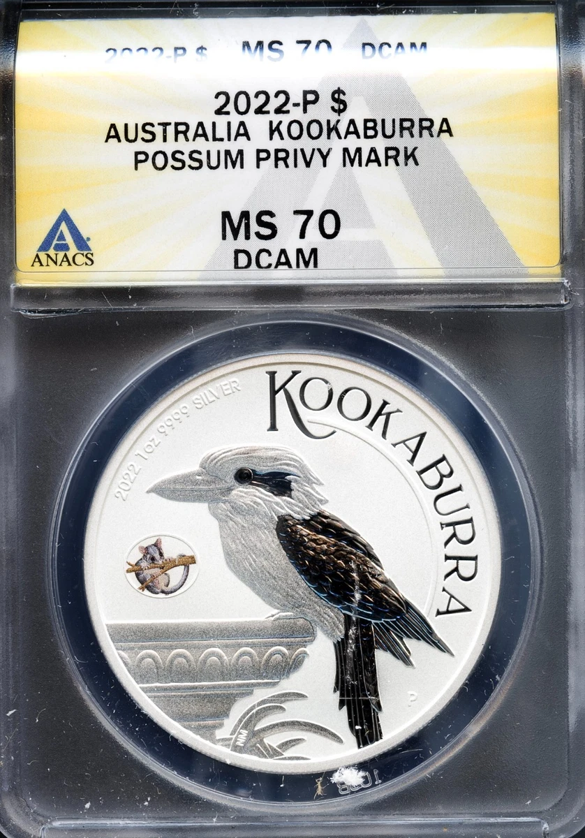 ANACS Certified Australian Kookaburra Silver Bullion Coins for