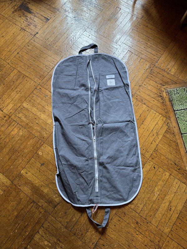 Thom Browne Grey Canvas Garment Bag  with Zippered Feature and Hanger