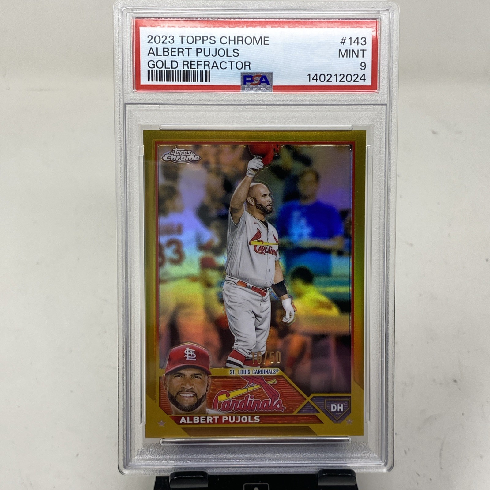 2023 Topps Chrome #143 Albert Pujols Gold Refractor /50 PSA 9 Mint