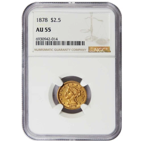 1878 $2 1/2 Gold Liberty Coin NGC AU55