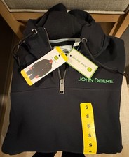 John Deere 1/4 Zip Hoodie Sweatshirt Men's BLACK, SMALL, BRAND-NEW NWT 