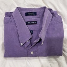 GANT Broadcloth Cotton Long Sleeve Button Front / Shirt Purple Sz 17 34/35 XL
