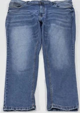 The Perfect Jean NYC Slim Fit Denim Jeans Men 46/30 Blue Fade Flat Front Stretch