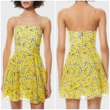Alice + Olivia NWT Glinda Free Swinging Spaghetti Strap Mini Yellow Floral Sz 8