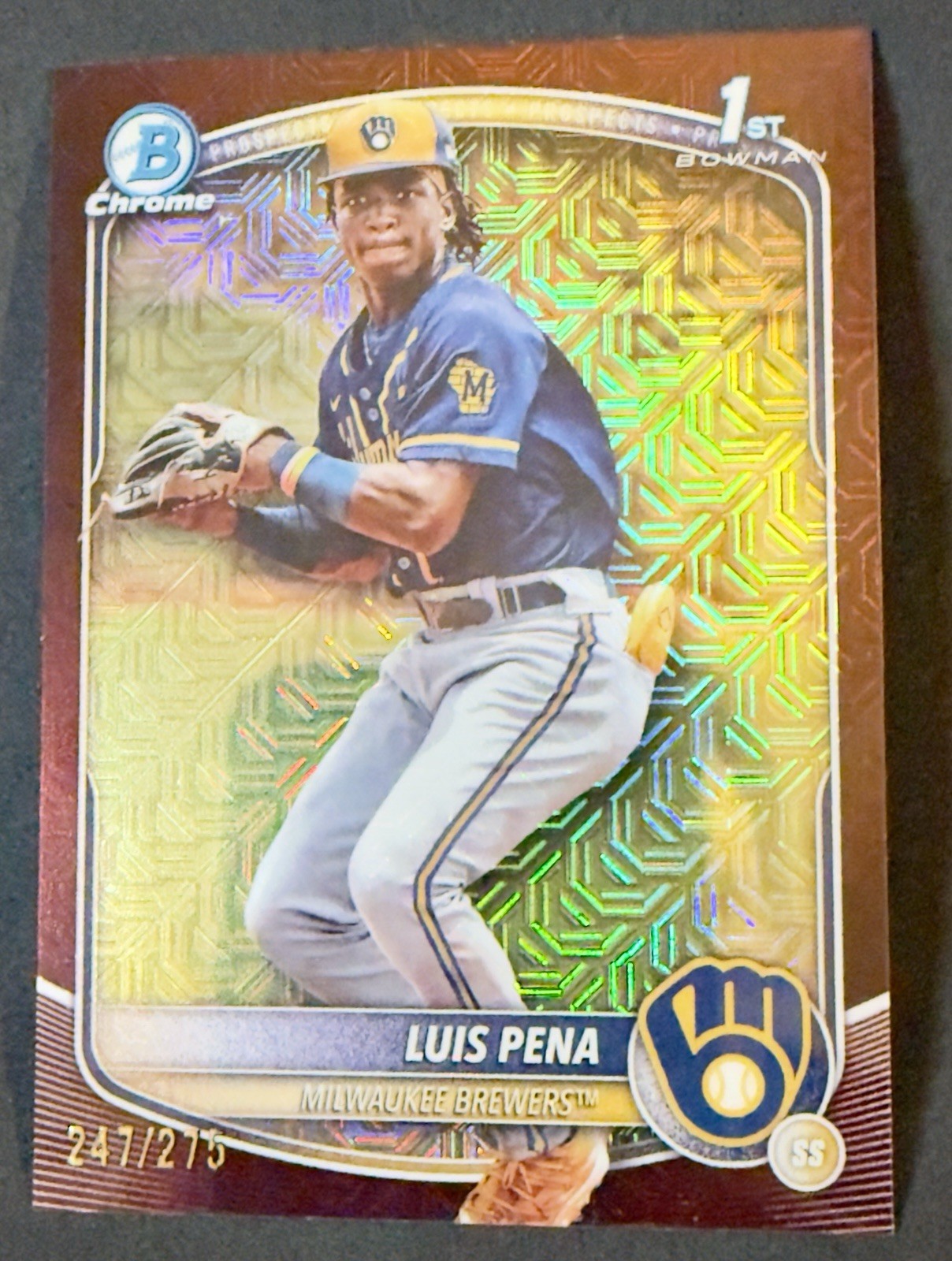 🔥 2025 Bowman 1st Xhrome # BCP-38 Luis Pena Mega Burgundy Mojo Refractor /275🔥
